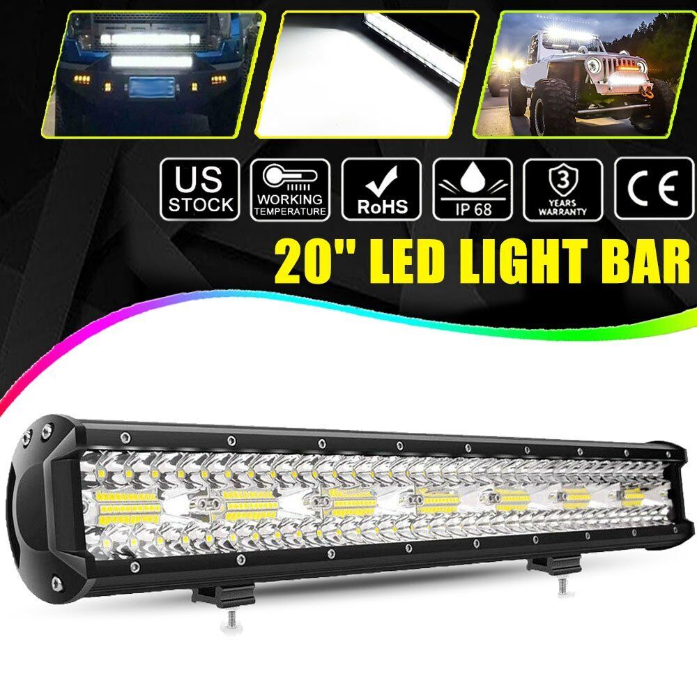 20inch 126W LED Light Bar Triple Row Spot Flood Combo Work UTE Truck SUV ATV 4WD