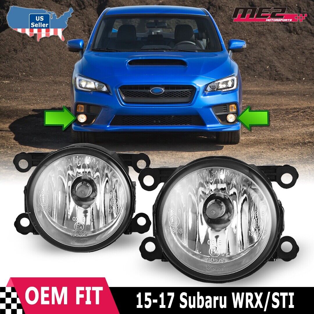 Fits 15-20 Subaru WRX / STI Clear Lens PAIR Bumper Replacement Fog Light Lamps