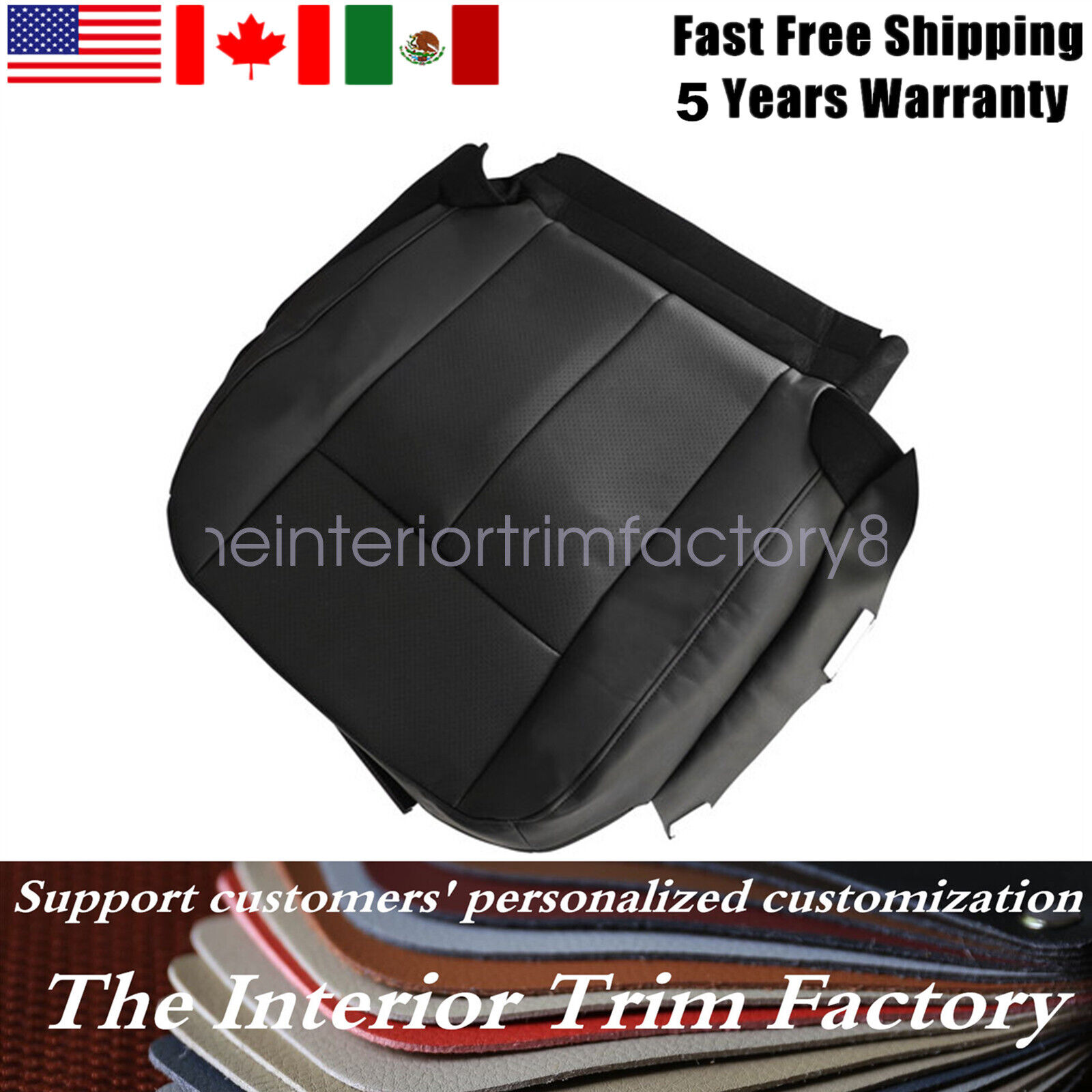 For 2007-2014 Ford Expedition Driver Bottom Perforated Leather Seat Cover Black