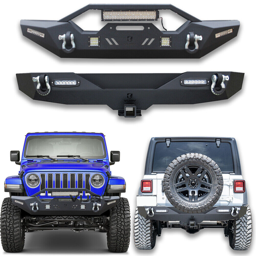Vijay For 2018-2023 Jeep Wrangler JL/JLU Front and Rear Bumper with LED Lights