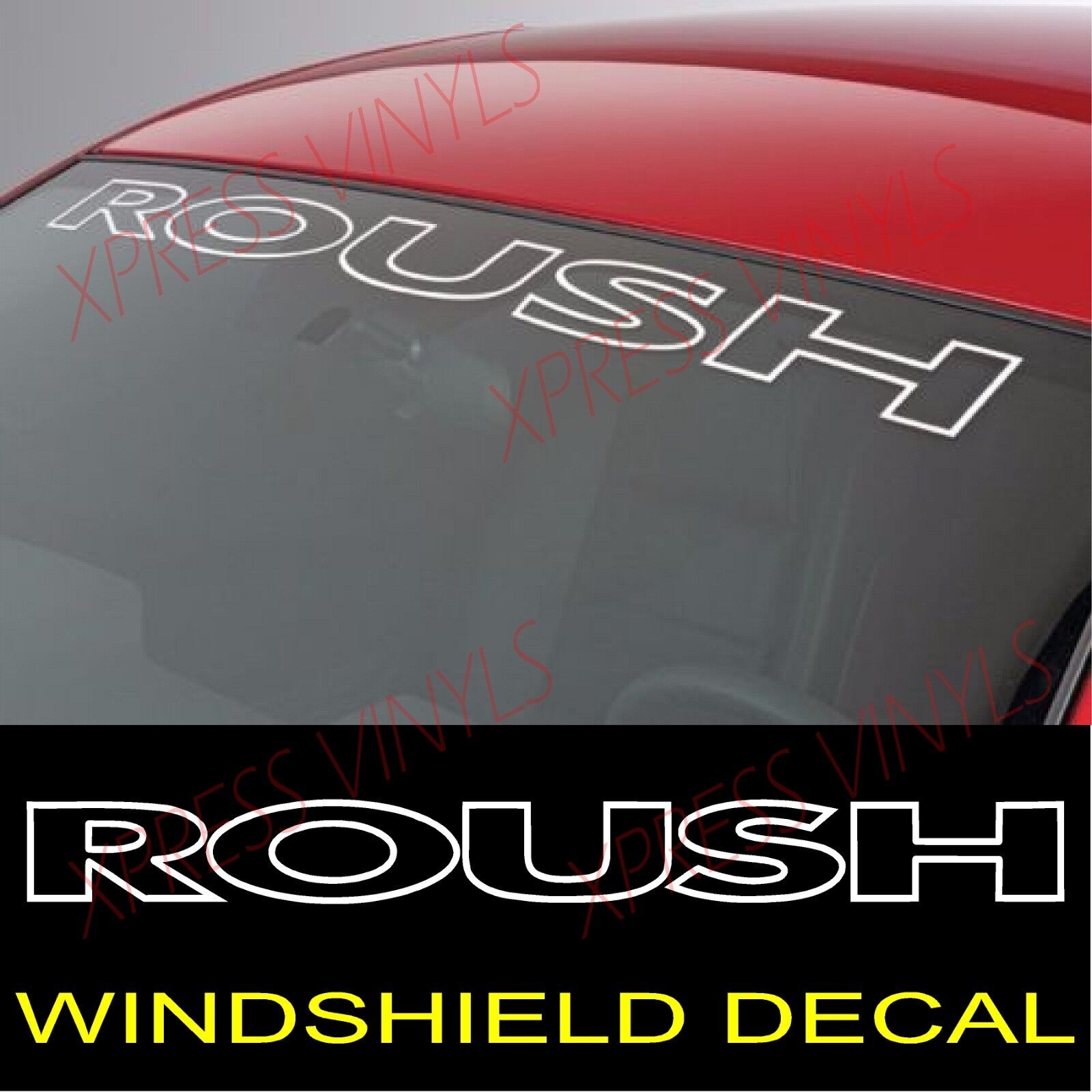 Ford Mustang ROUSH Windshield Vinyl Decal Sticker Custom Vehicle Logo WHITE