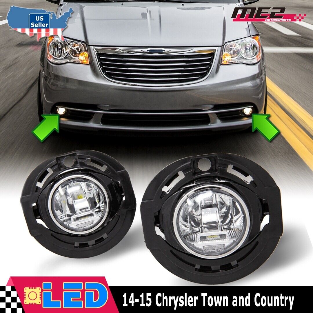 Fits 11-16 Town & Country Clear Lens PAIR Bumper Replacement LED Fog Lights