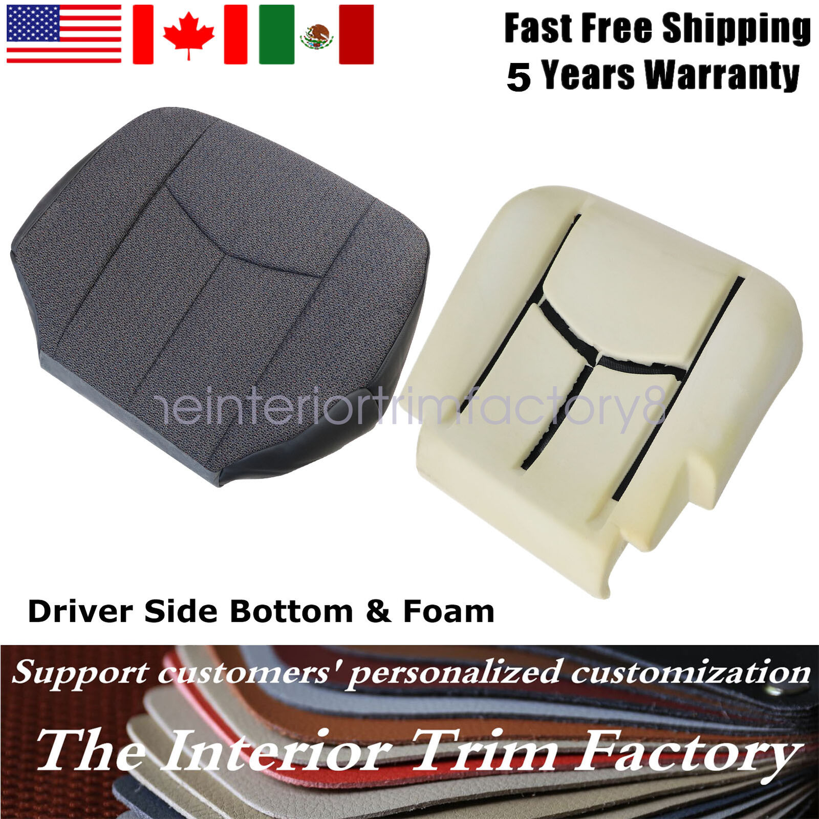 For 03-07 Chevy Silverado 1500 2500 Driver Bottom Cloth Seat Cover& Foam Cushion