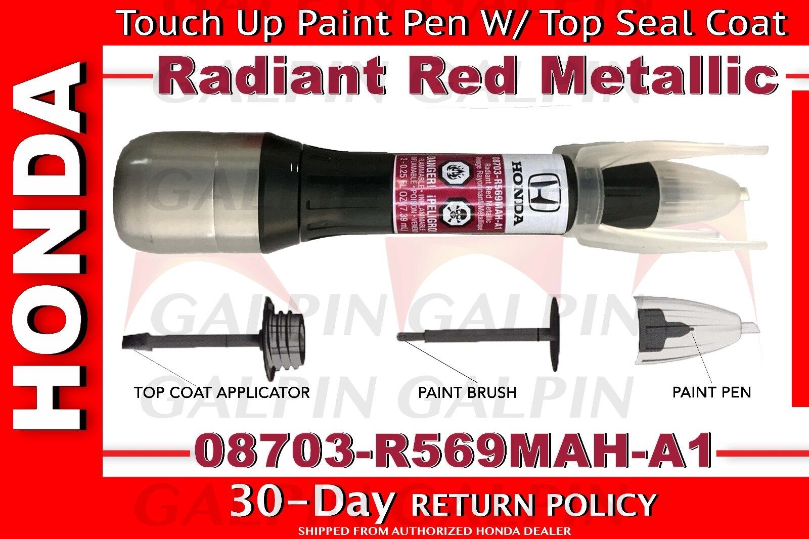 Genuine OEM Honda Touch Up Paint Pen - R569M Radiant Red Metallic