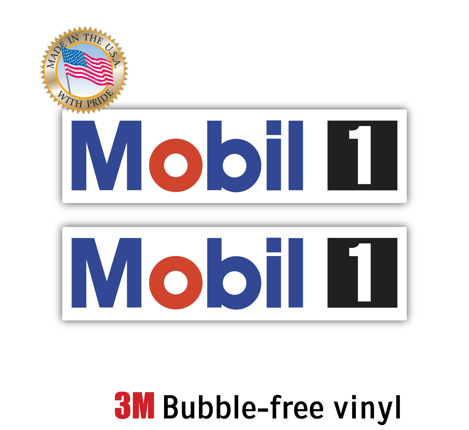 2X MOBIL 1 RACING OIL GAS RACING DECAL 3M STICKER MADE IN USA WINDOW CAR LAPTOP 