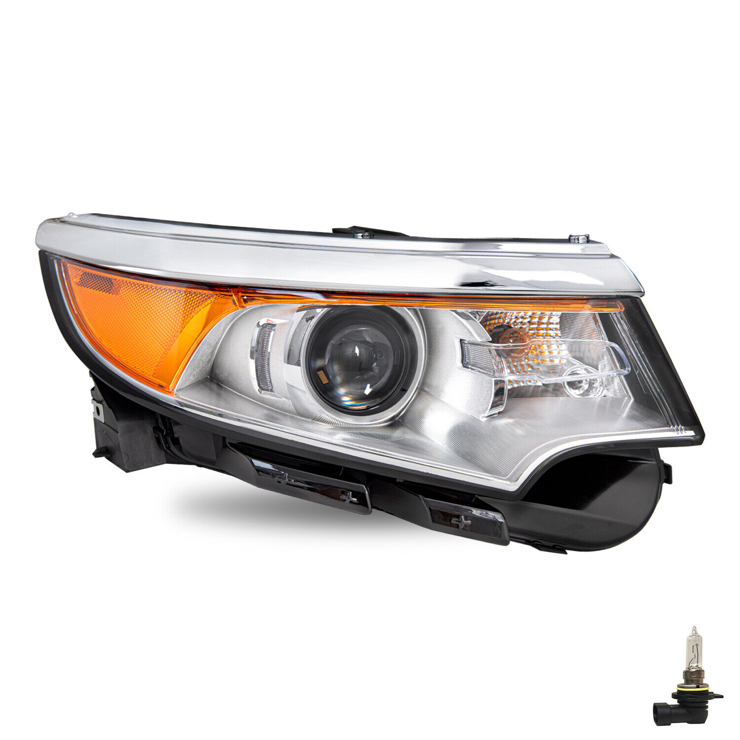 For 2011-2014 Ford Edge OEM Halogen Chrome Passenger Headlight Assembly w/Bulbs
