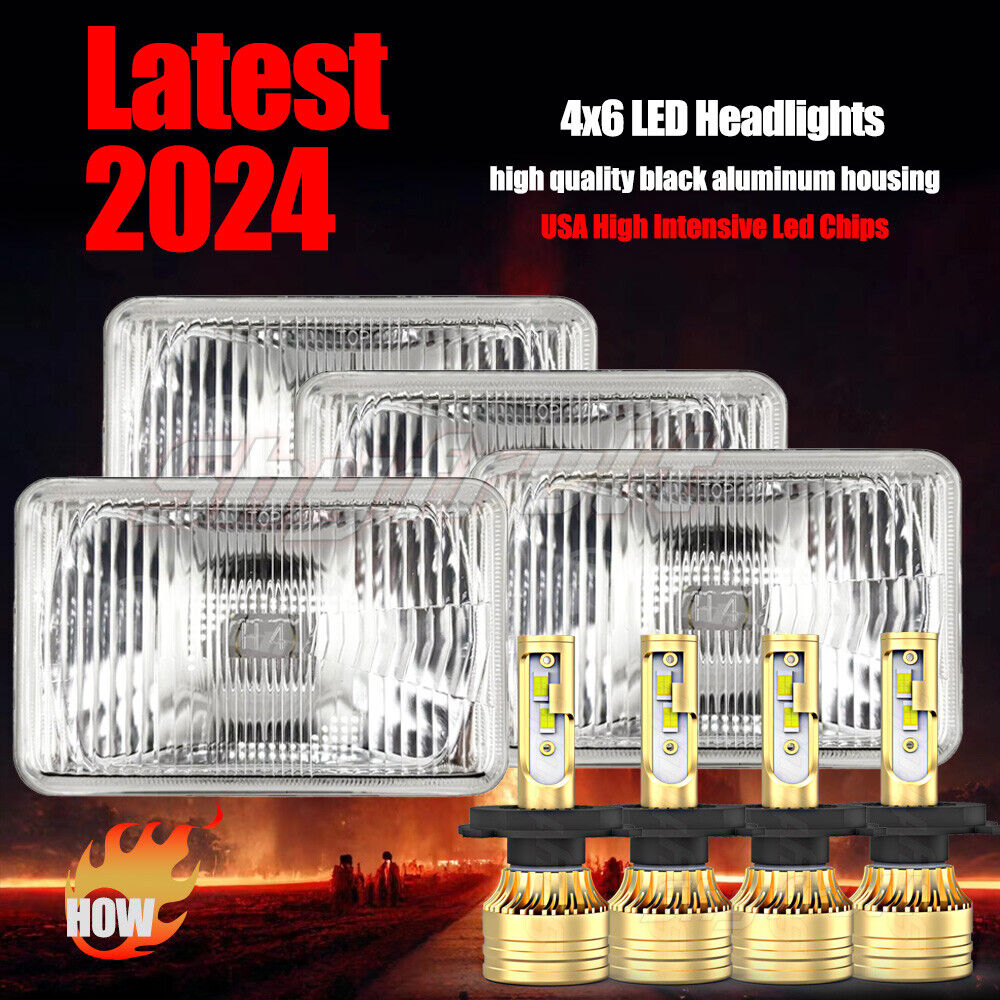 4X DOT 4x6\'\' LED Headlights for Kenworth T800 T400 T600/W900B Classic 120/132 HK
