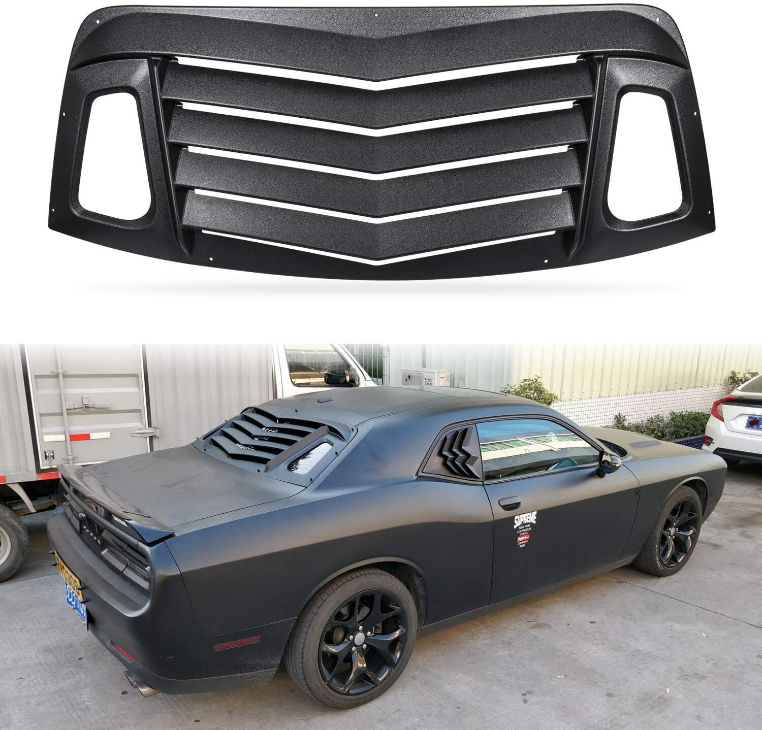 Rear Window Louver for Dodge Challenger 2008-2021 Matte Black ABS Window Cover