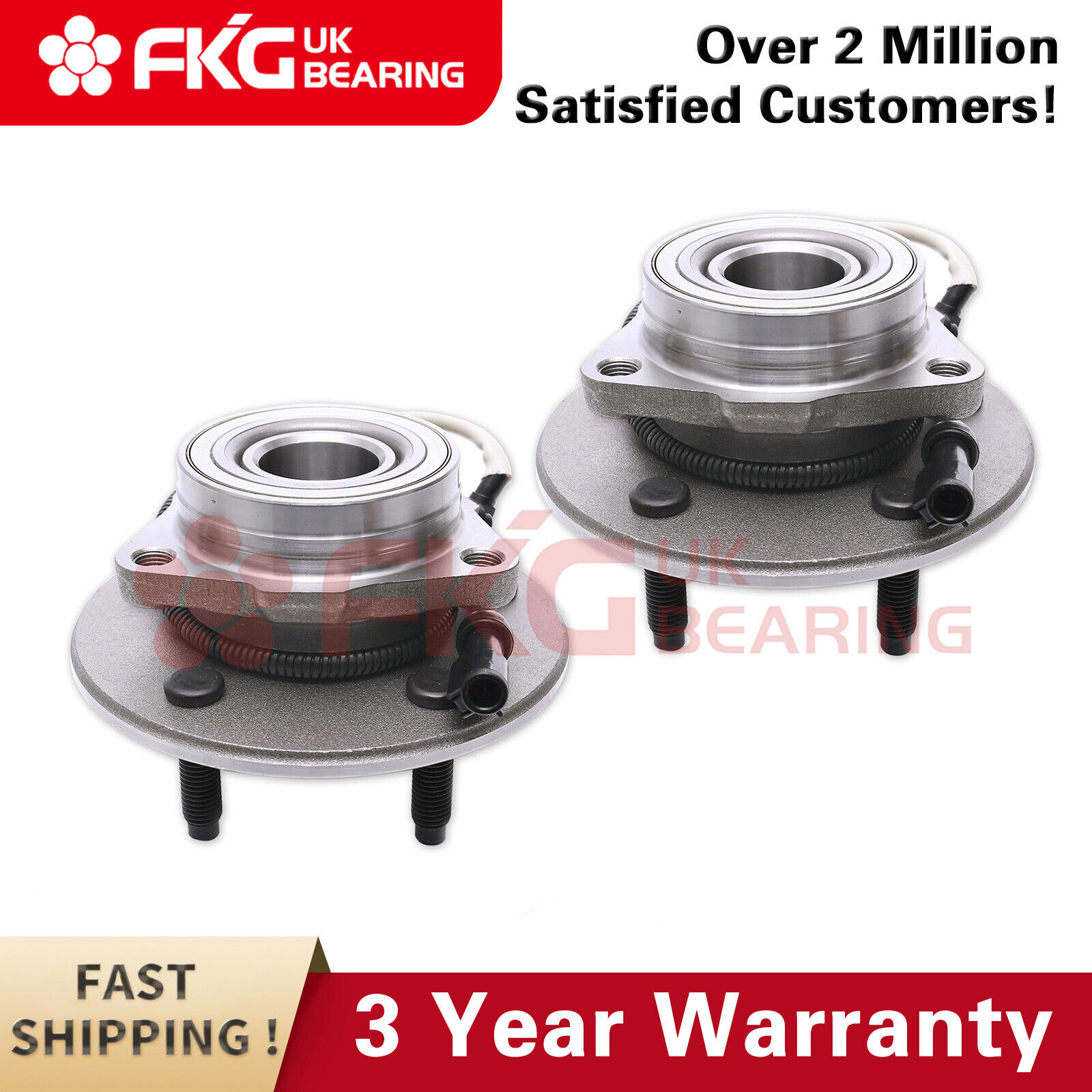 (2）Front Wheel Hub Bearing Assembly for 00 - 04 F150 Truck 4x4 4WD w/ABS 515029