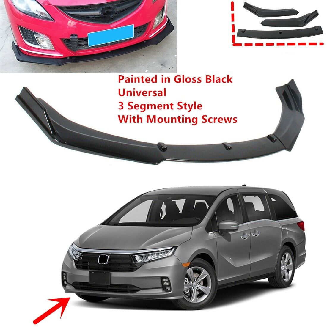 Add-on Universal For Honda Odyssey 2021-2023 Front Bumper Lip Underbody Splitter