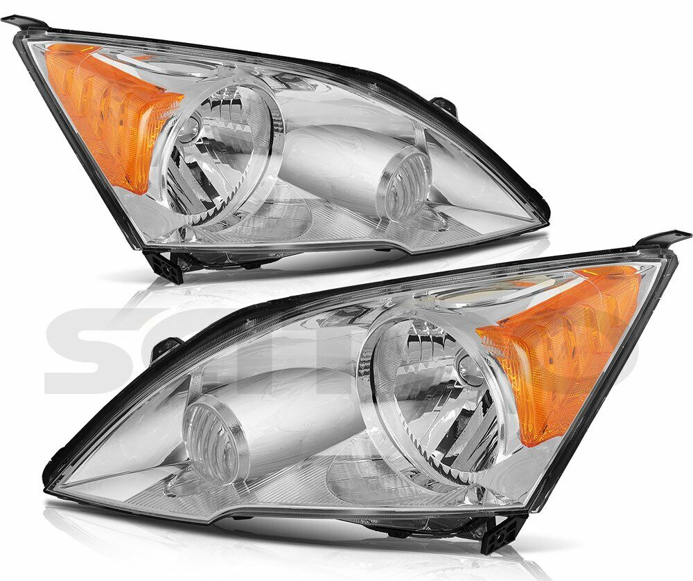 Fits Honda CR-V 2007-2011 Headlights Assembly Left+Right Headlamp Chrome Housing
