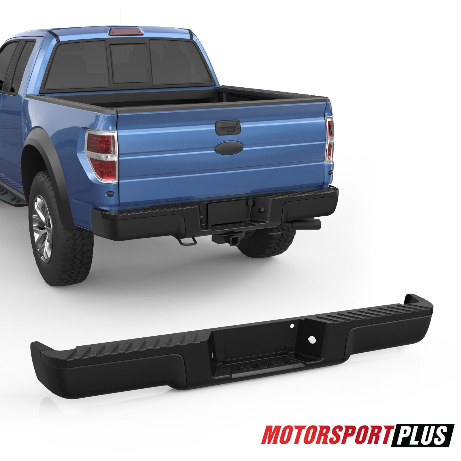 Black Rear Bumper For 2009-2014 Ford F-150 F150 Without Parking Sensor Holes