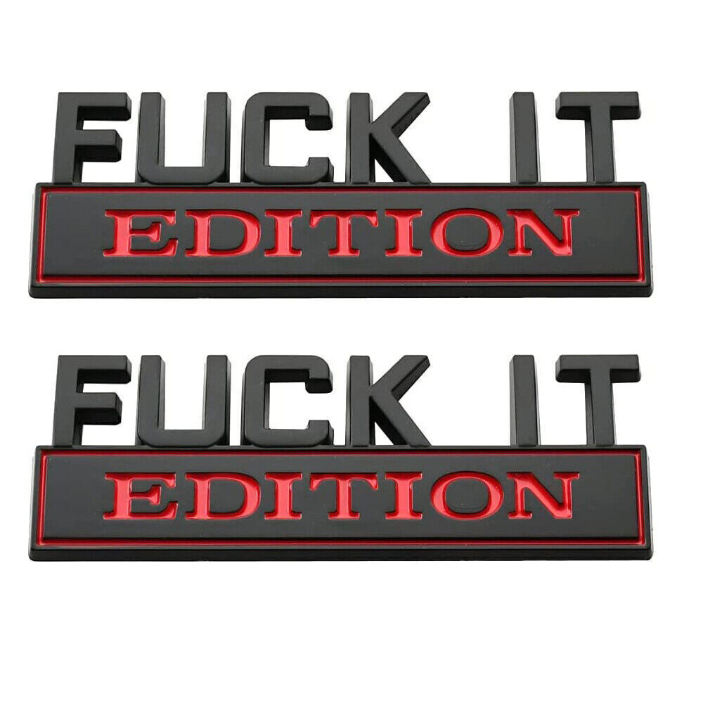 2X FUCK-IT EDITION Emblem Badge Letter Decal Car Sticker Decoration Black&Red