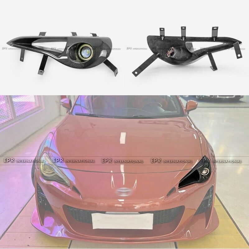 For BRZ FT86 GT86 FRS Front Vented Headlight Replacement W/LED Carbon Fiber Trim