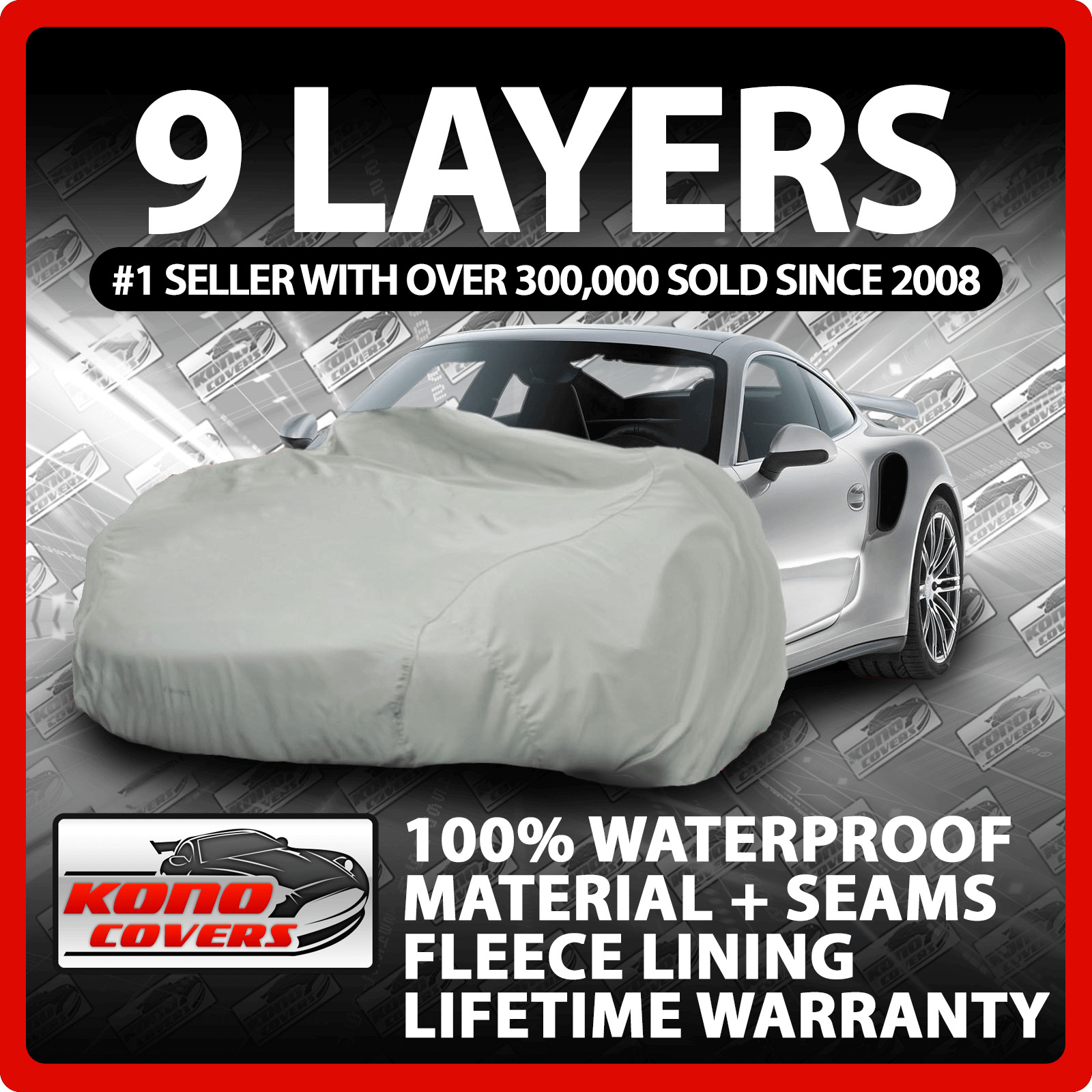 9 Layer Car Cover Indoor Outdoor Waterproof Breathable Layers Fleece Lining 6843