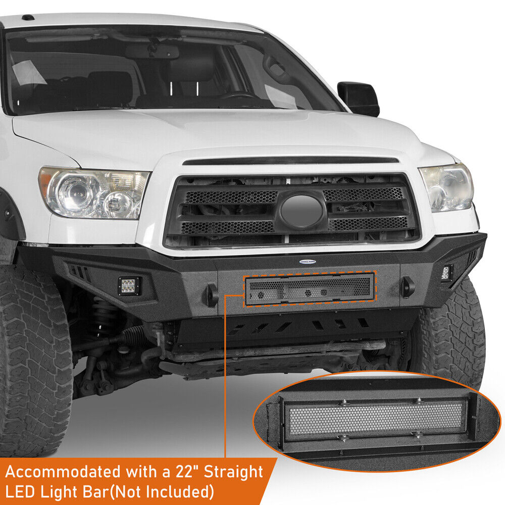 For Toyota Tundra 2007-2013 Sturdy Steel Full Width Front Bumper w/Led Light
