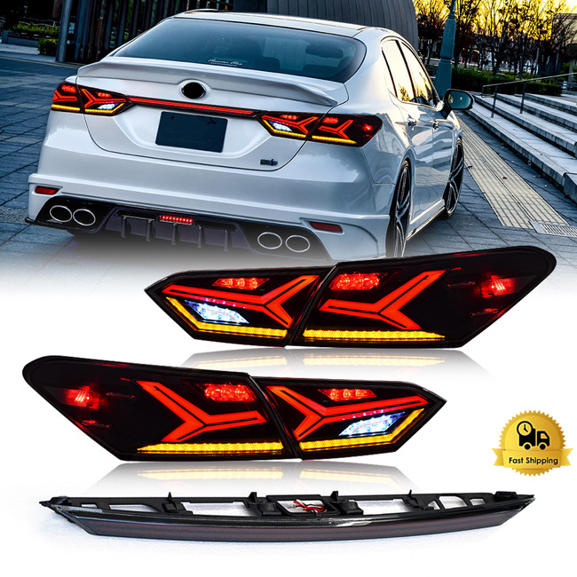 LED Tail Lights For 2018-2024 Toyota Camry Sequential Red Rear Lamp Assembly