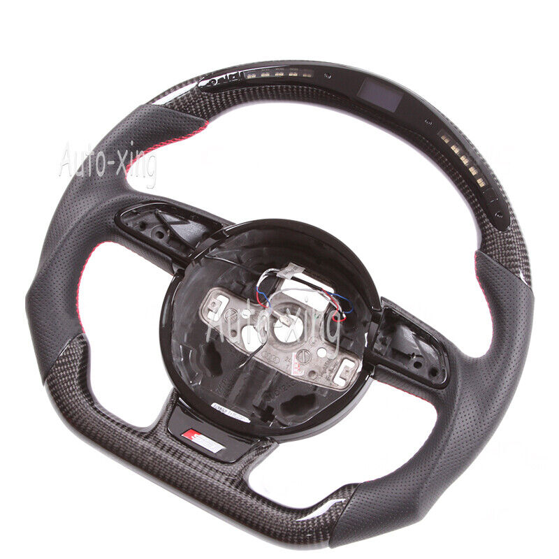 For Audi S3 S4 S5 RS3 RS4 RS5 RS6 RS7 Carbon Fiber Flat Sport Led Steering Wheel
