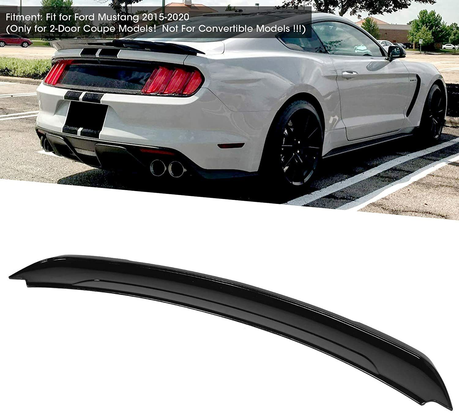For 2015-2023 Ford Mustang Track Pack Style Gloss Black Trunk Spoiler Wing GT