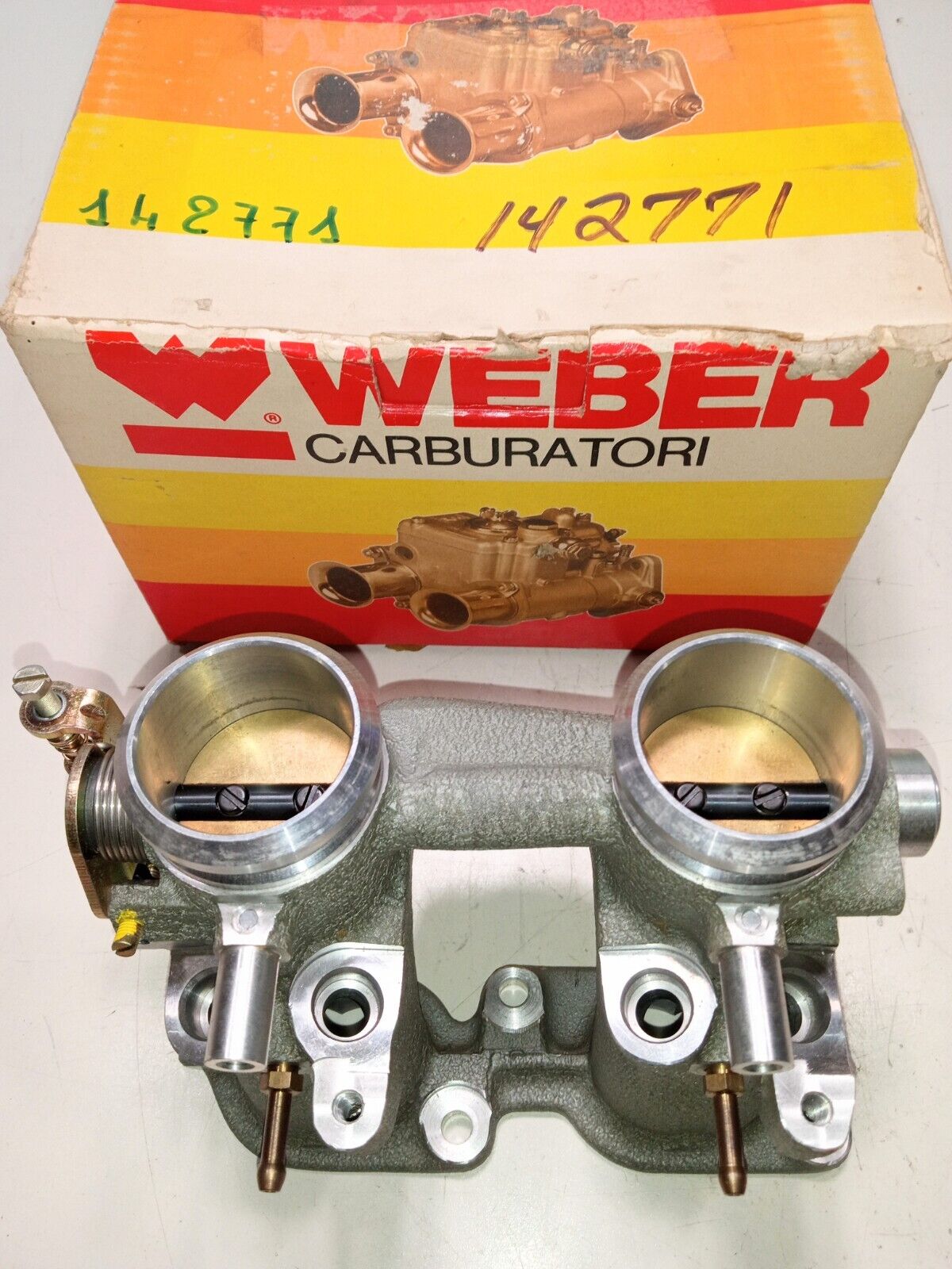 Ferrari F40 Engine Throttle Body Intake Manifold_142771_Weber_Front_RT_NEW_OEM