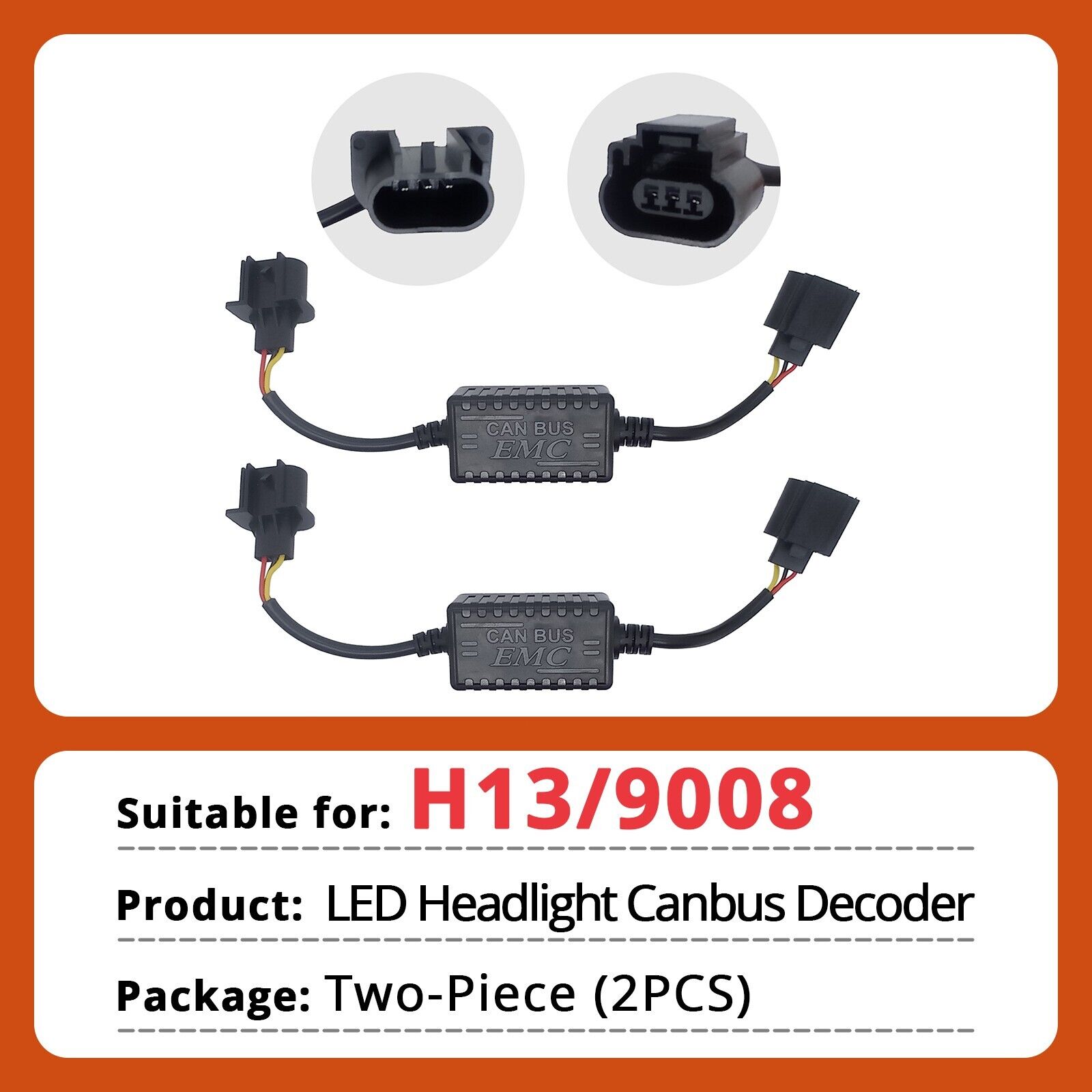 2× H13/9008 LED Headlight Canbus Decoder Error Anti Flicker Resistor Canceller