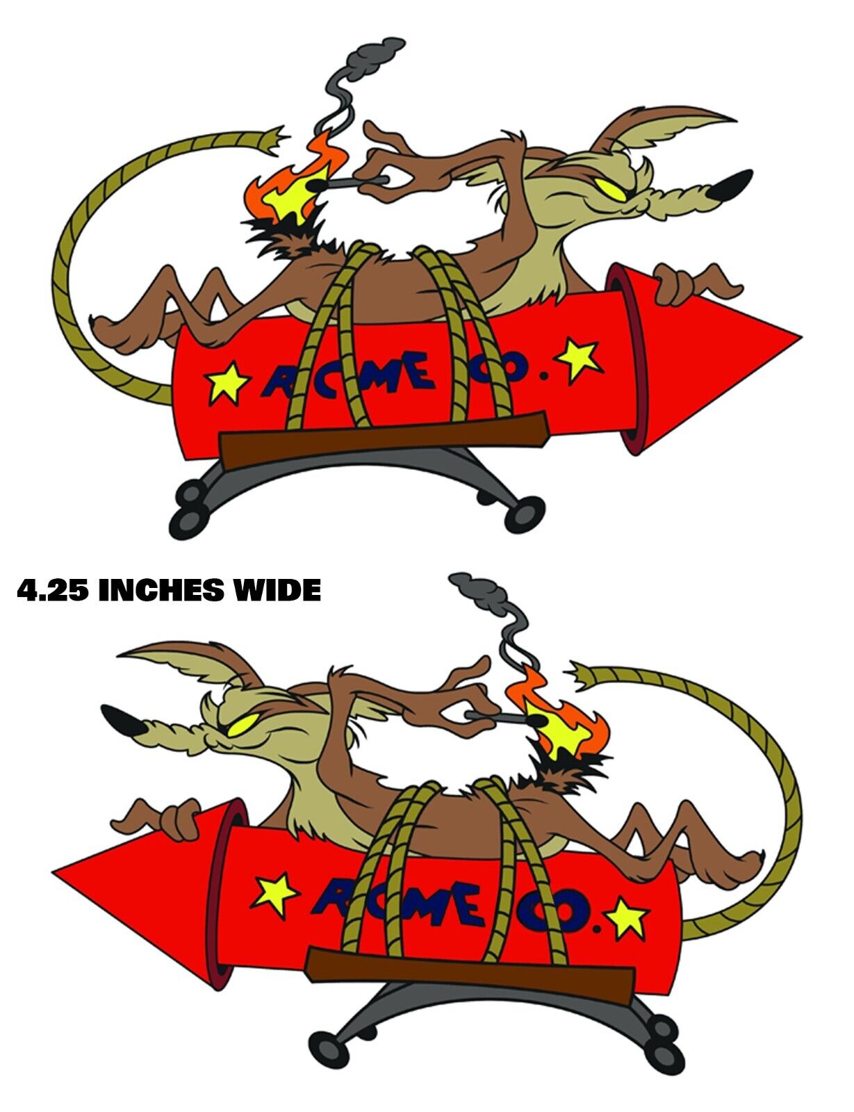 WILE E. COYOTE Left & Right 2-PACK RAT ROD HOT ROD VINTAGE RACING RAT FINK DECAL