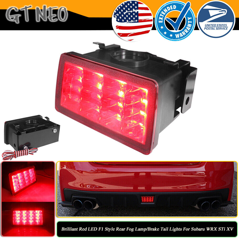 Brilliant Red LED F1 Style Rear Fog Lamp/Brake Tail Lights For Subaru WRX STi XV
