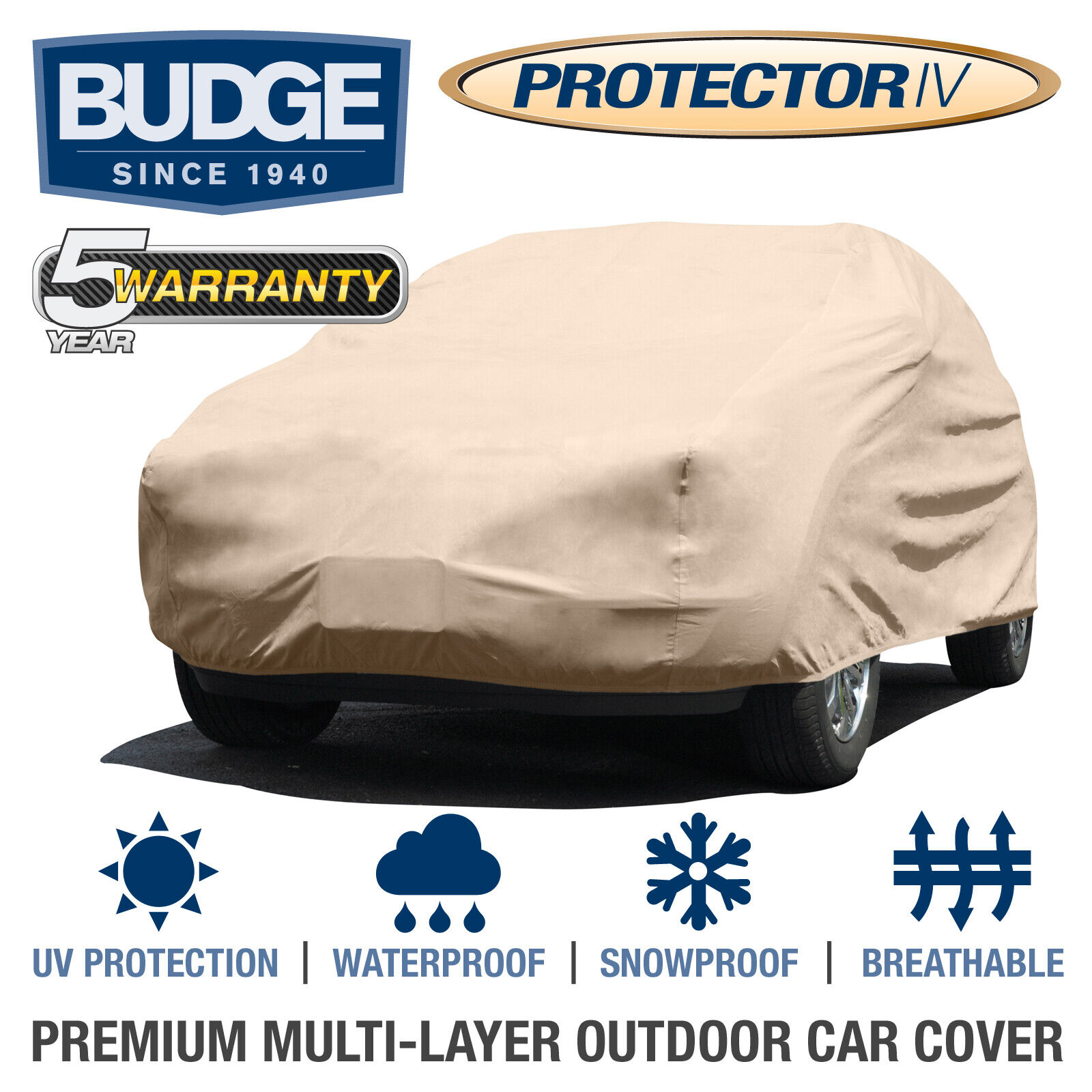 SUV Cover, Outdoor Waterproof UV Rain Protection, 4 Layers, Full Coverage, Budge