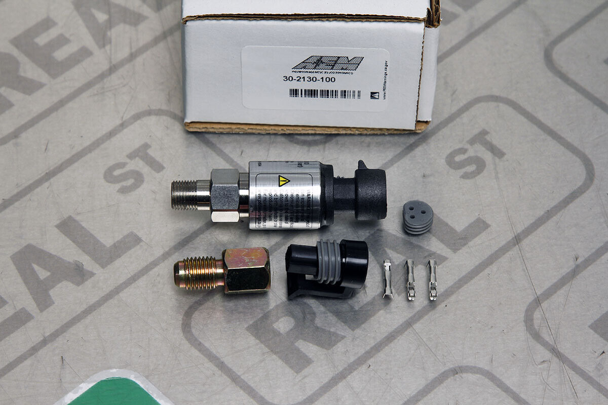 AEM 100 PSIg Oil Fuel Pressure Stainless Sensor Kit 1/8NPT -4 (30-2130-100)