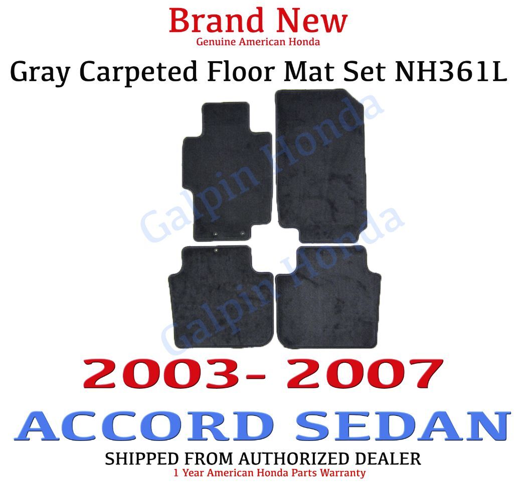 Genuine OEM 2003-2007 Honda Accord 4dr Gray Carpet Floor Mat Set 83600-SDA-A02ZB