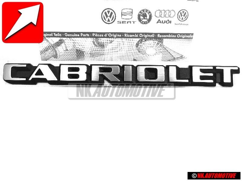 Original VW CABRIOLET Rear Badge Emblem Brushed Silver - 155853687F GX2