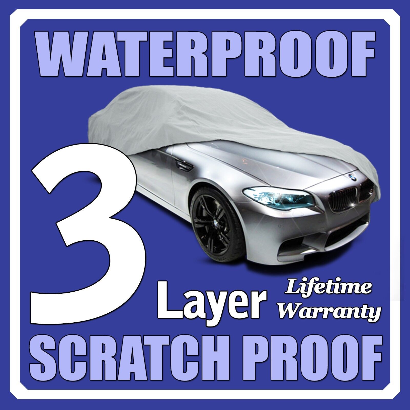 3 Layer Car Cover Breathable Waterproof Layers Outdoor Indoor Fleece Lining Fiz