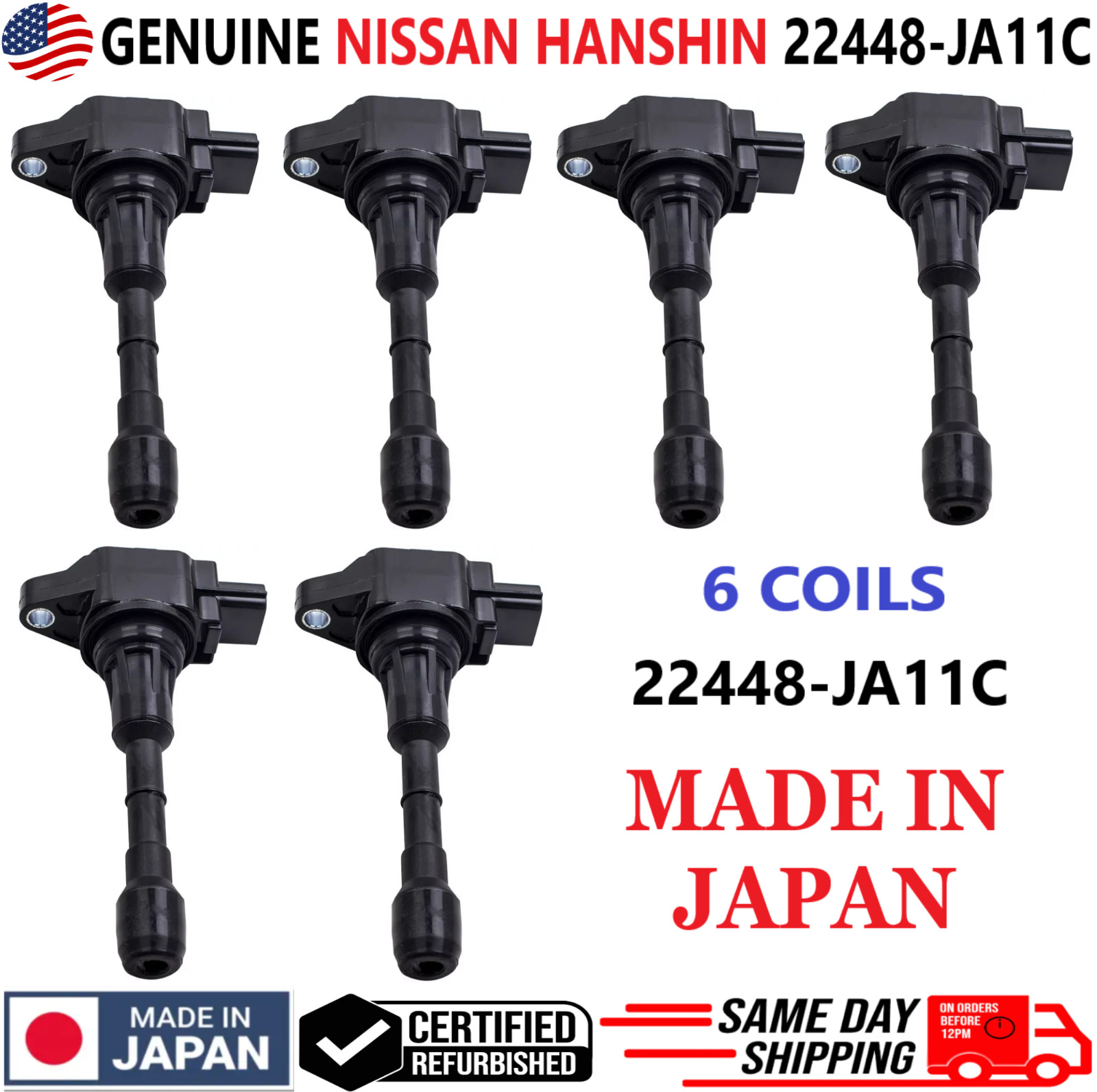 GENUINE NISSAN x6 Ignition Coils For 2007-2017 Nissan & Infiniti V6, 22448-JA11C