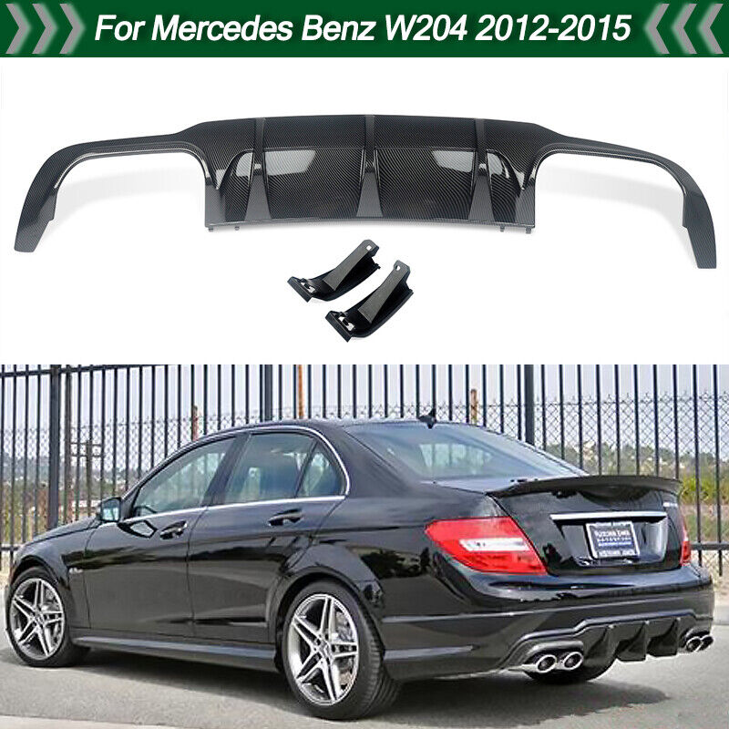 AMG Style Rear Diffuser For Mercedes W204 C250 C300 C350 2012-15 Carbon Look ABS