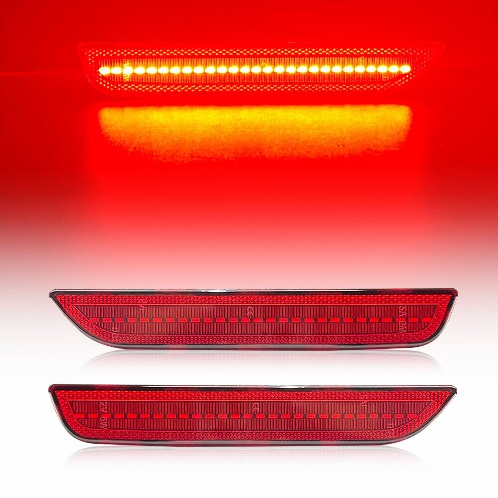 2x Smoke Lens LED Red Rear Bumper Side Marker Lights For 2010-2014 Ford Mustang