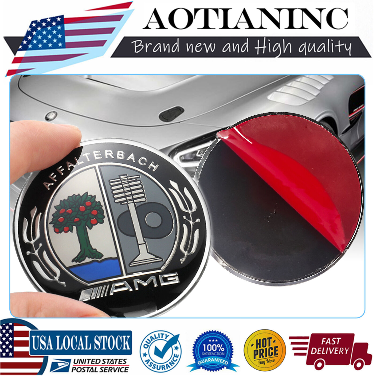 For AMG Affalterbach Colored Apple Tree Flat 57mm Front Hood Round Badge Emblem