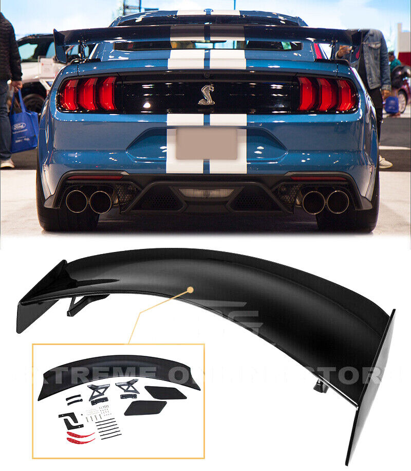 GLOSSY BLACK Spoiler For 15-Up Ford Mustang GT500 Track Pack Rear High Wing