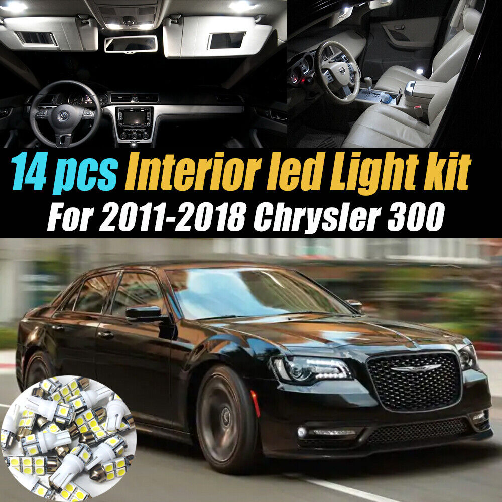 14Pc Super White Car Interior LED Light Bulb Kit for 2011-2018 Chrysler 300