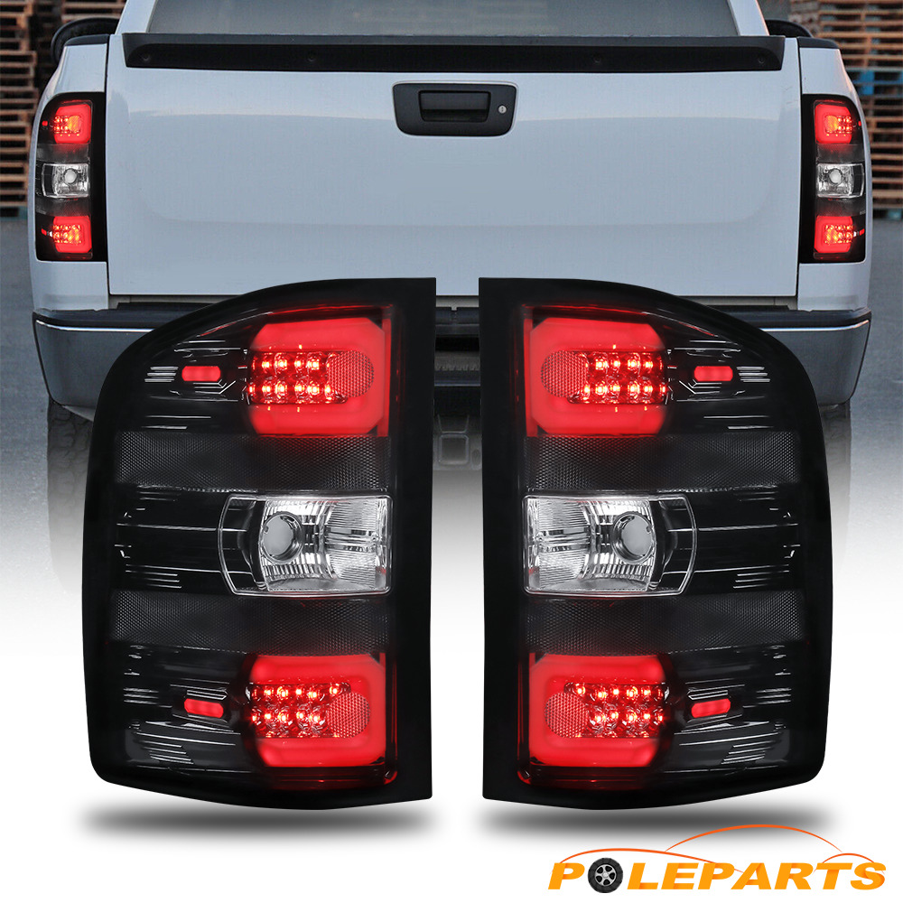 2X Smoked Tail Lights Assy For 2007-2013 Chevy Silverado 1500 2500HD 3500HD