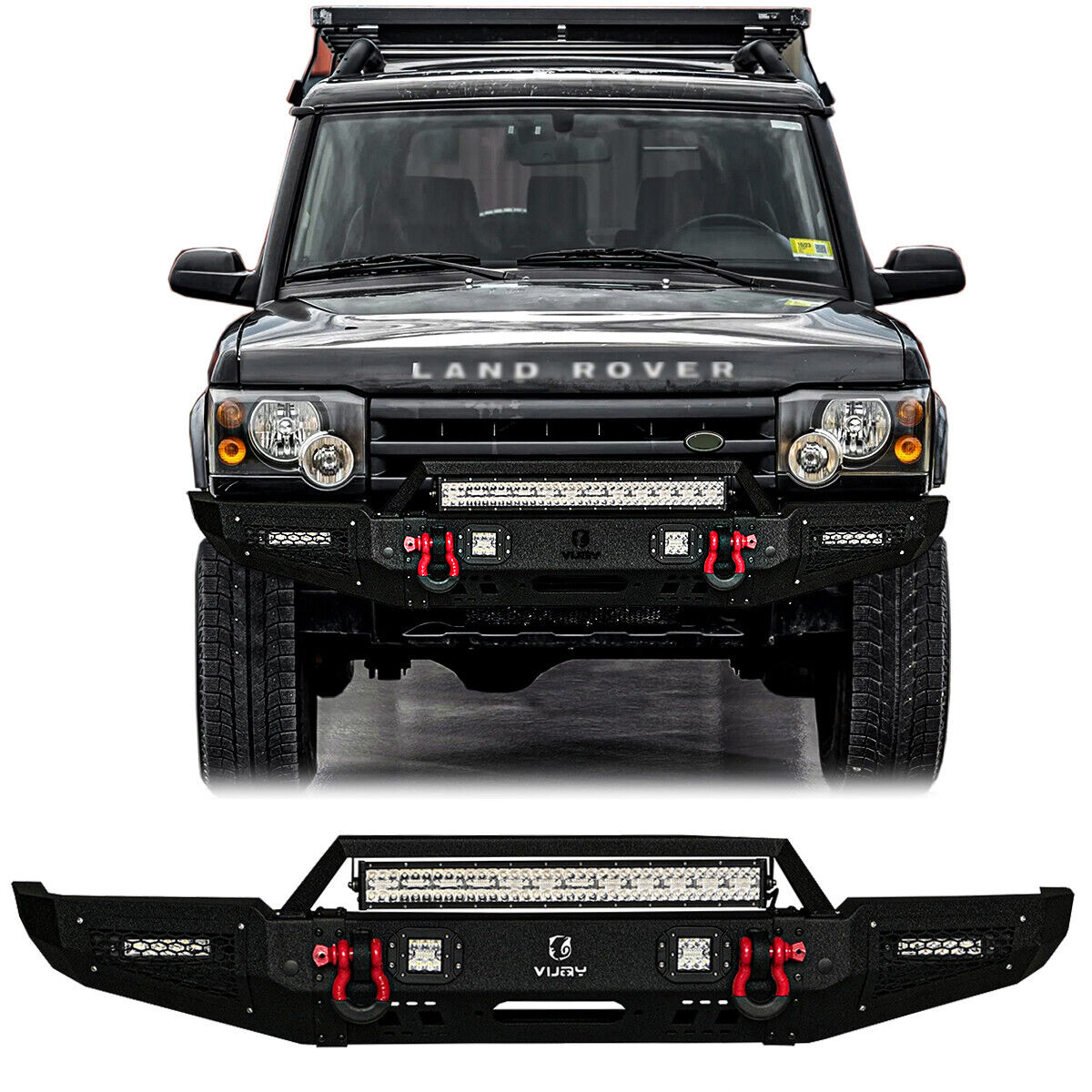 Fits 1999-2004 Land Rover Discovery II Front Bumper W/Winch Plate and Lights