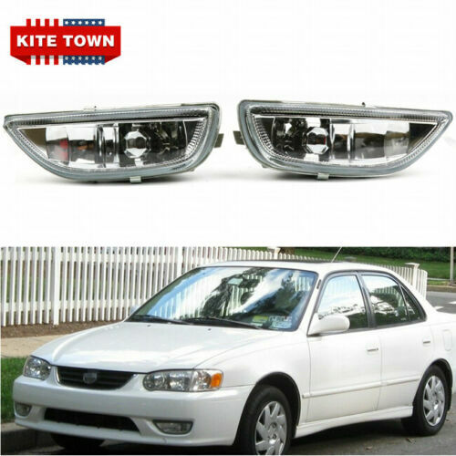 Clear Driving Fog Lights Lamps Pair Left+Right For 2001 2002 Toyota Corolla
