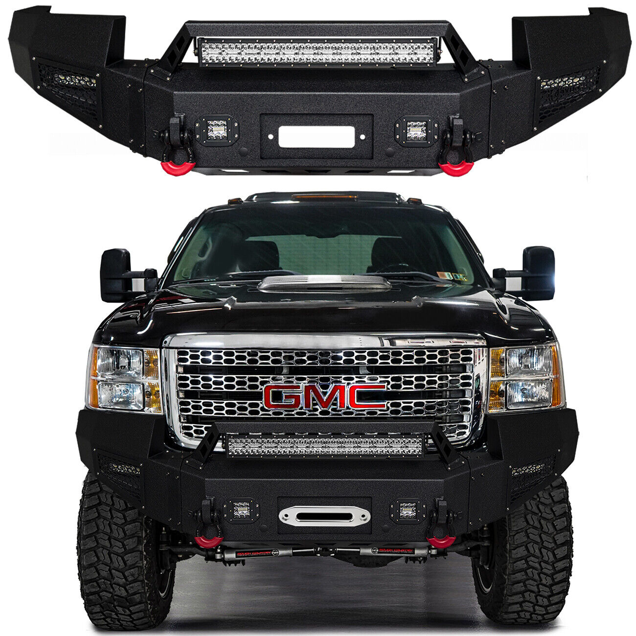Vijay For 2011-2014 GMC Sierra 2500 3500 Front or Rear Bumper with LED Lights