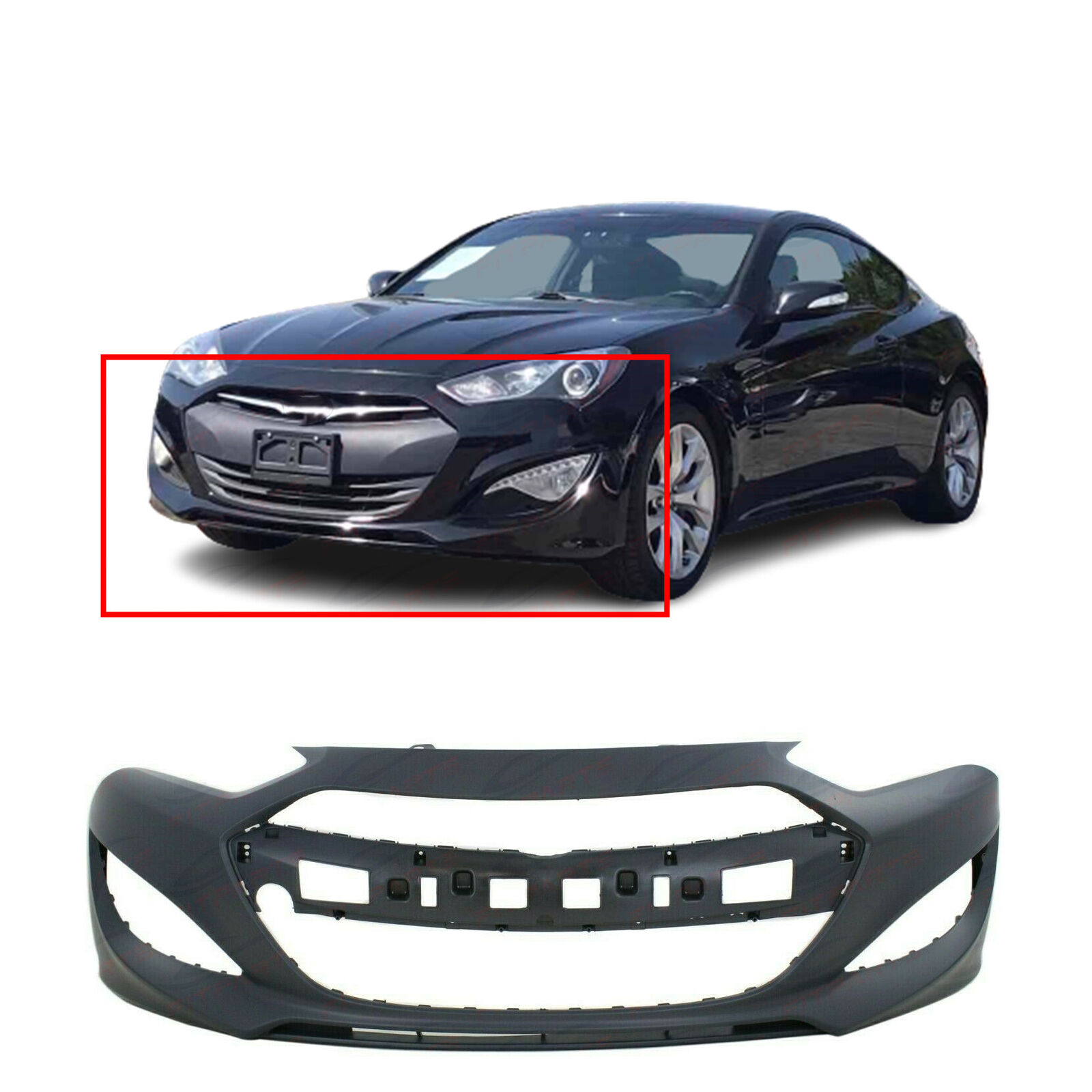 Primed Front Bumper Cover for 2013-2015 Hyundai Genesis Coupe 865112M300