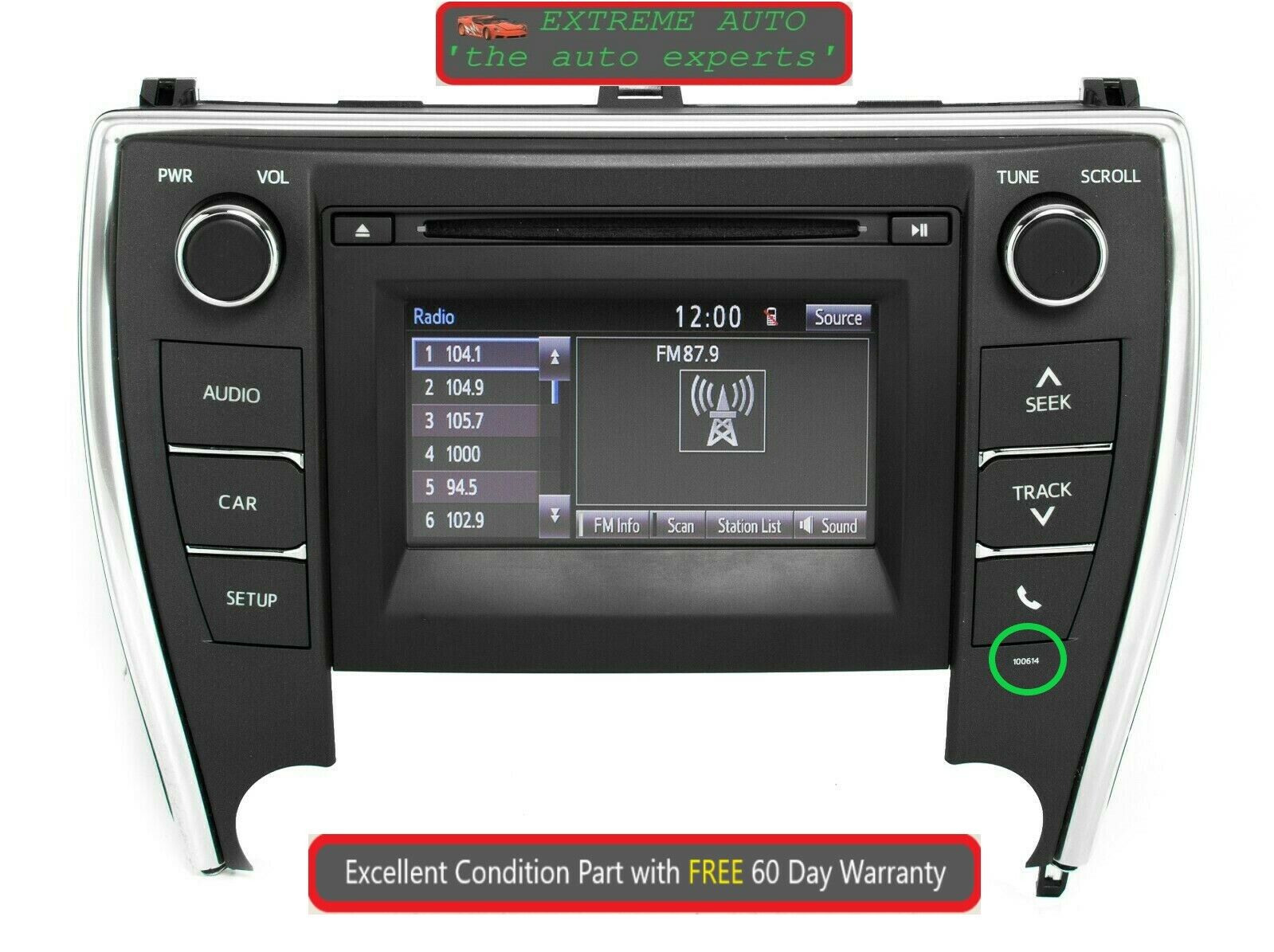 2015-2017 Toyota Camry Radio TouchScreen Display Receiver 100614 OEM 86140 06660