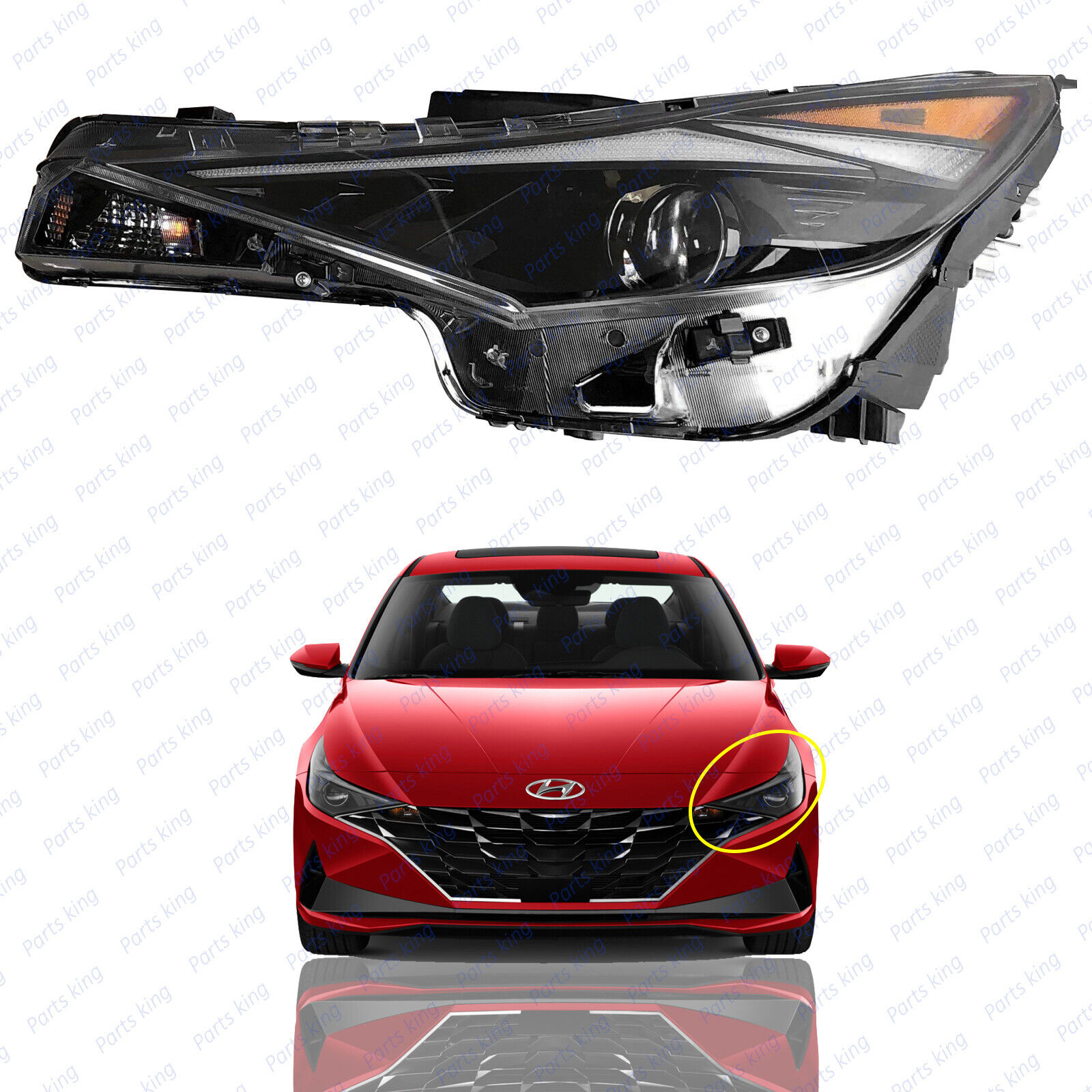 For 2021 2022 Hyundai Elantra Headlight Assembly w/ LED DRL Driver Left Side