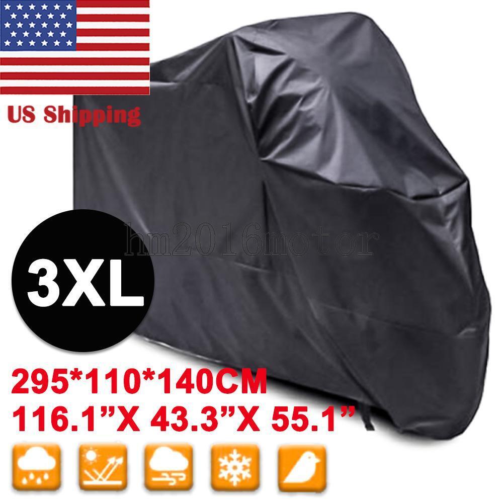 3XL Motorcycle Cover Black For Harley Davidson Street Glide FLHX Touring