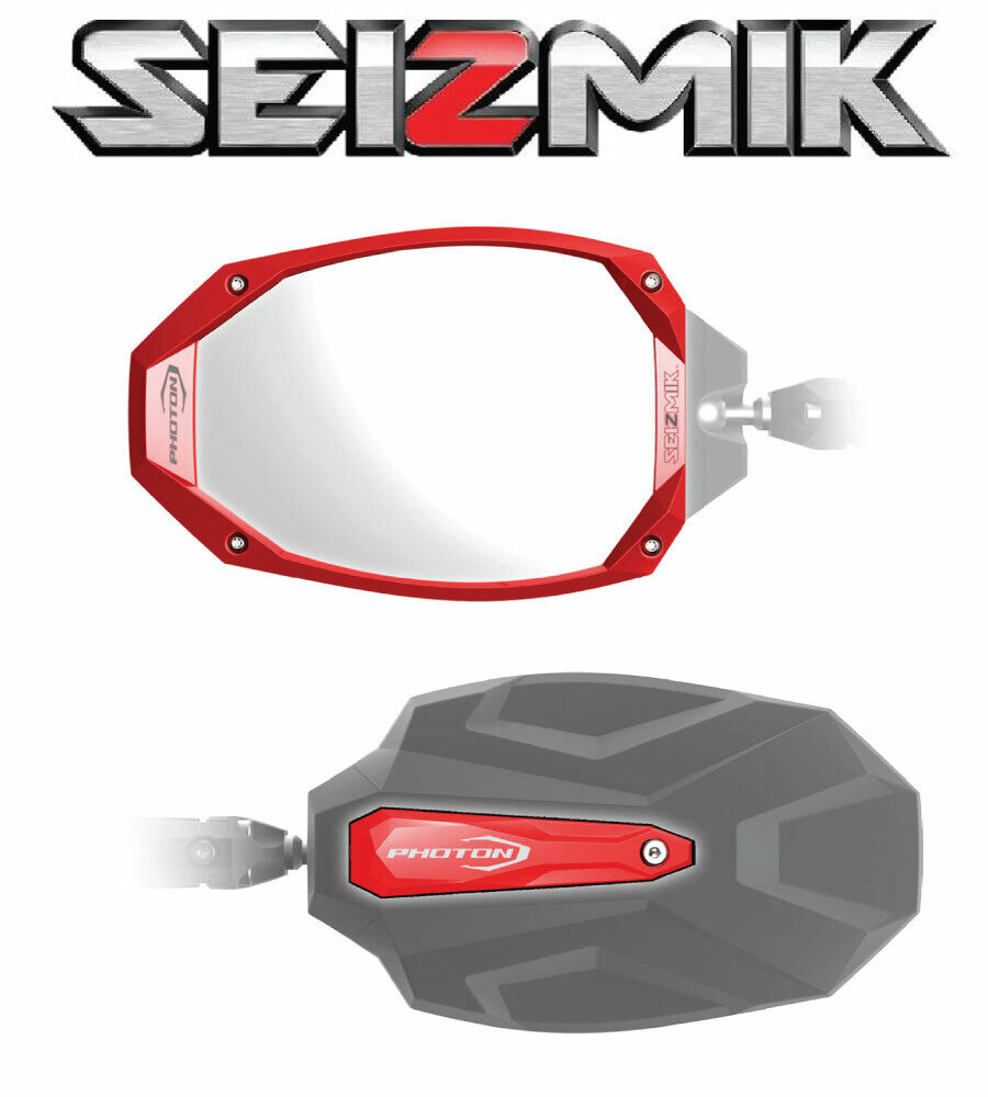 Red Seizmik Photon Side View Mirrors for 2015-2023 Polaris RZR 900 S / 900 XP