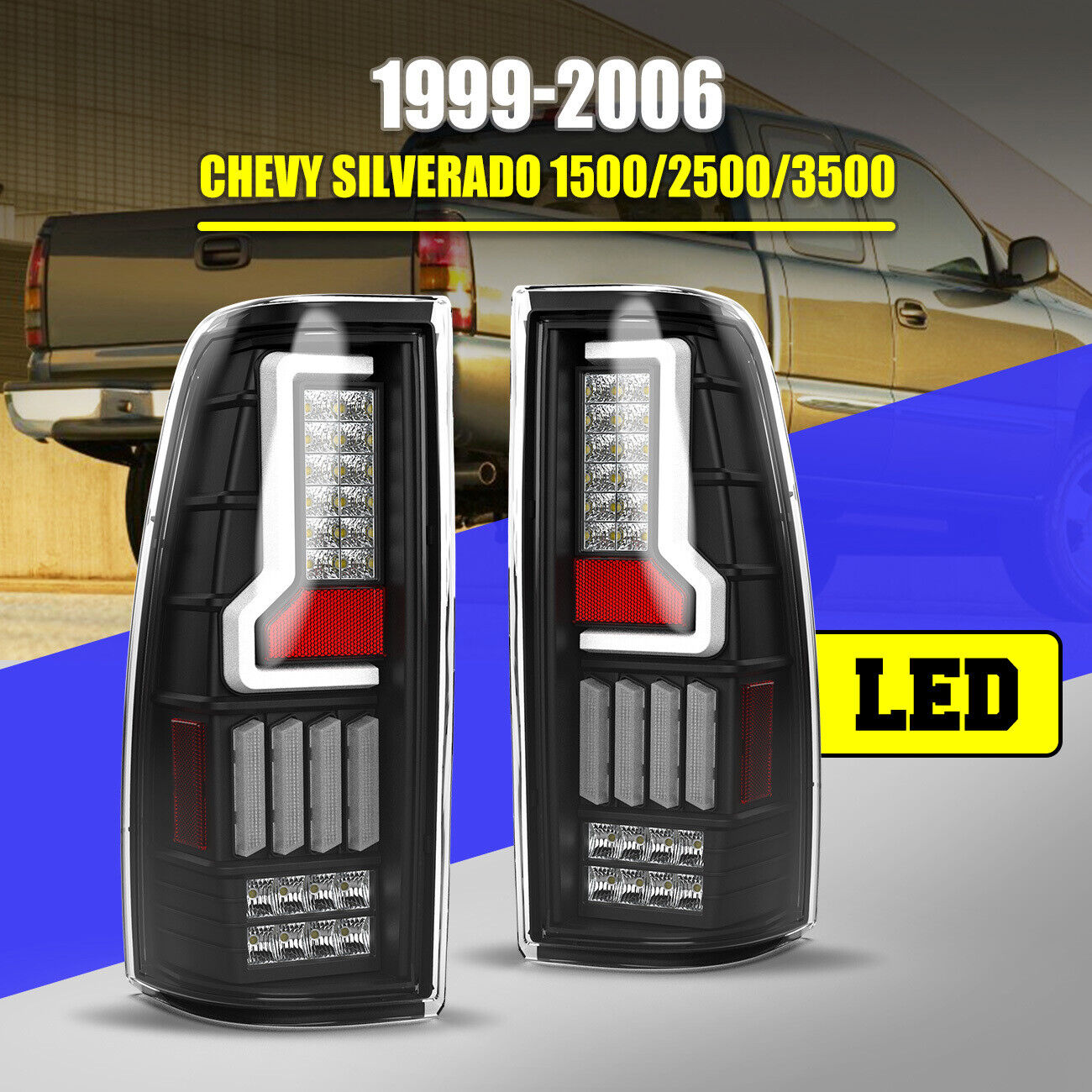for 1999-2006 Chevy Silverado 99-2002 GMC Sierra 1500 2500 3500 LED Tail Lights 