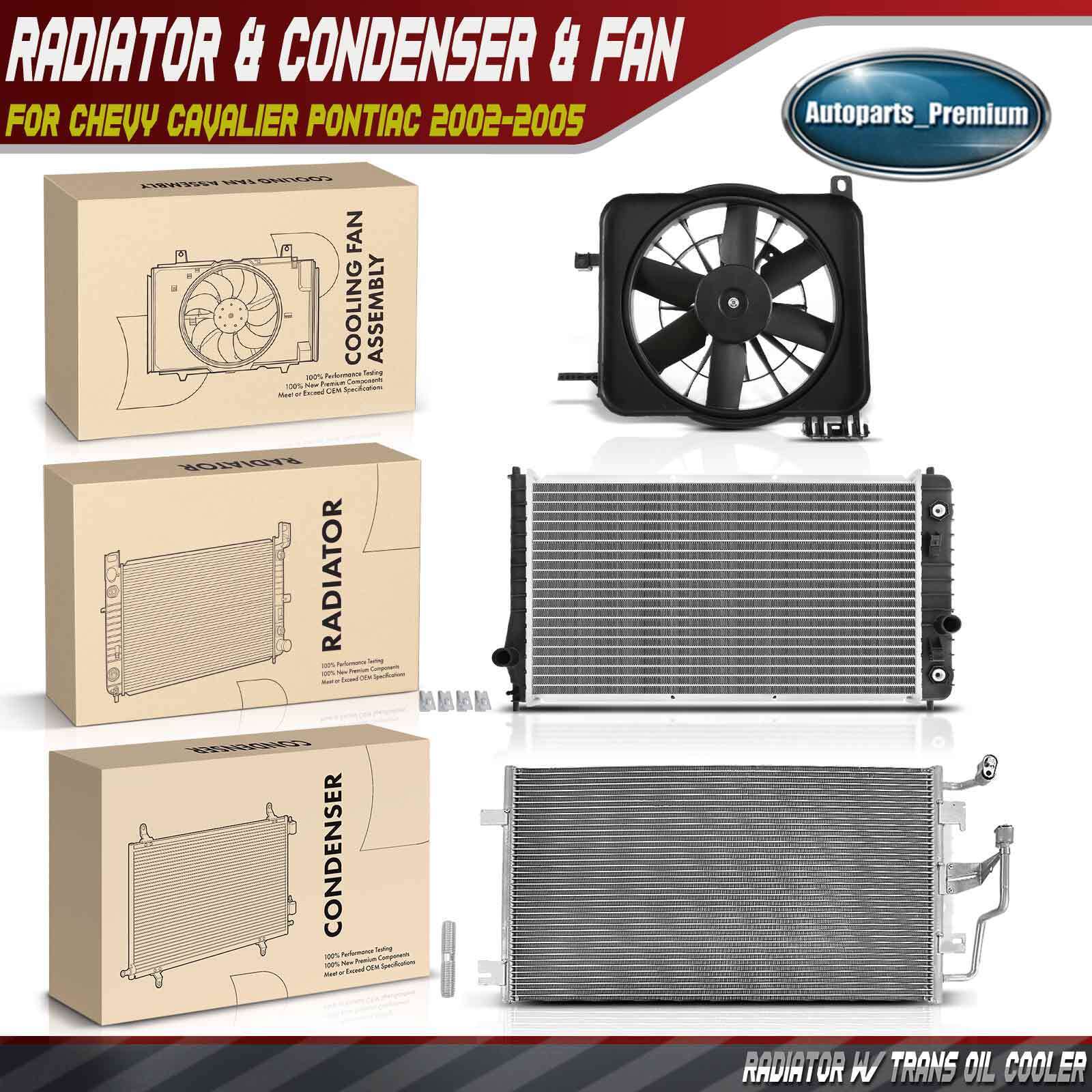 Radiator & AC Condenser & Cooling Fan Kit for Chevy Cavalier Pontiac 2002-2005