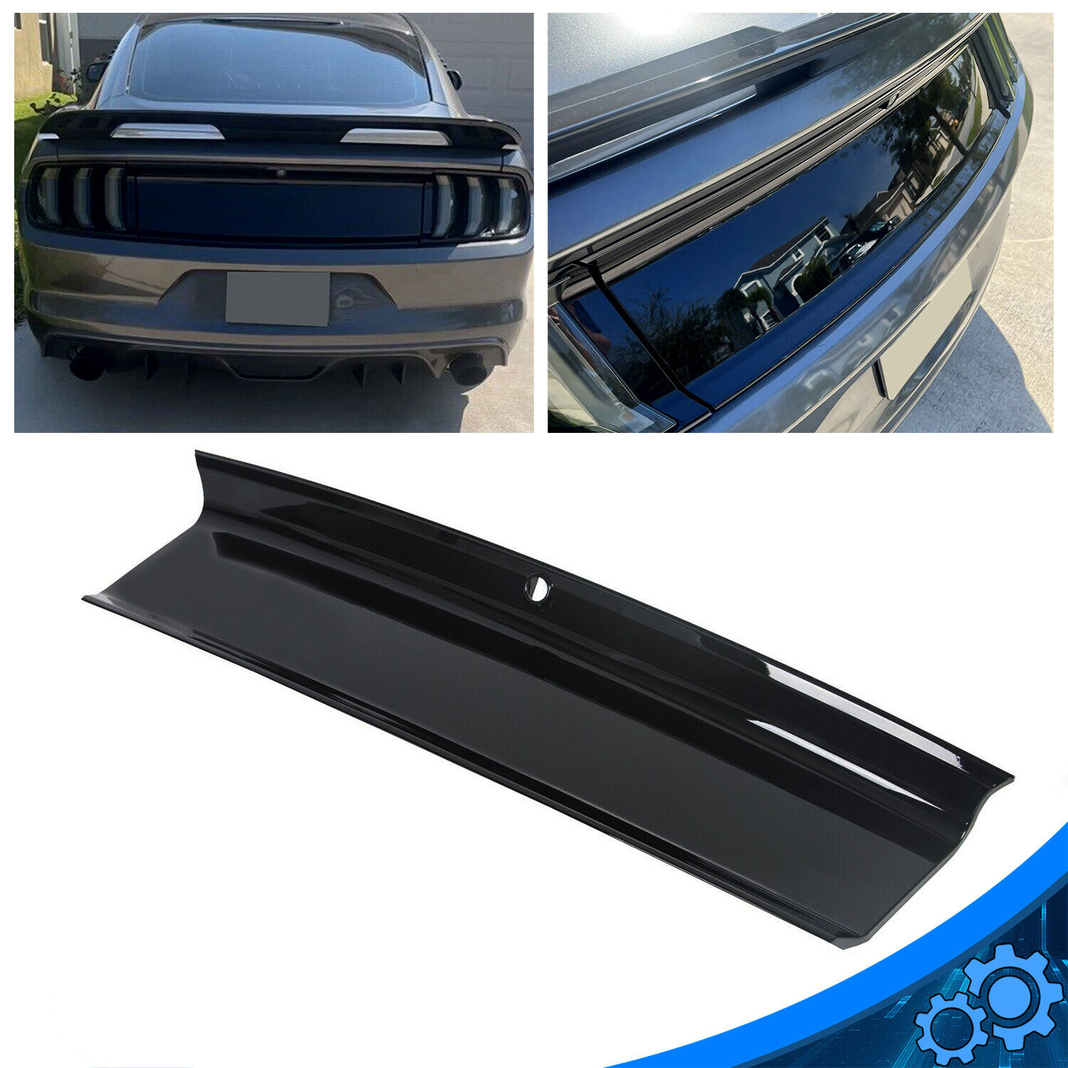 Gloss Black For 2015-2023 Ford Mustang GT Rear Trunk Decklid Panel Trim Cover